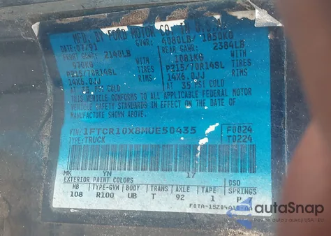 1991 Ford Ranger from USA, damaged, VIN 1FTCR10X8MUE50435